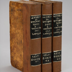 Lettres de Quelques Juifs Portugais, Allemands et Polonois, à M. de Voltaire — Complete Three-Volume Set, Paris, 1776