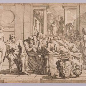 Pietro Testa — Plato’s Symposium: The Drunken Alcibiades Interrupting the Banquet — Original Etching, 1648